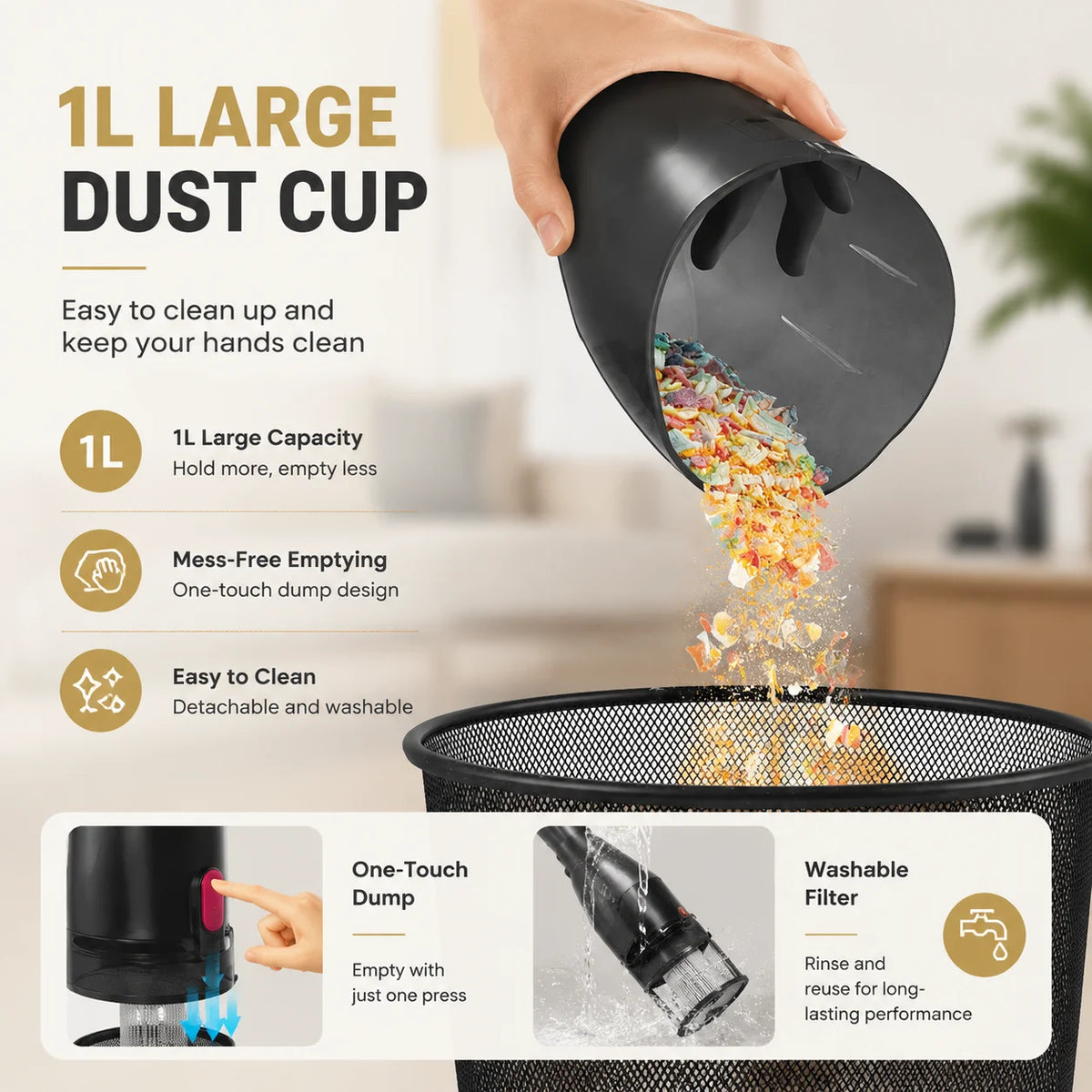 PBHPBH 3 In 1 Vacuum Cleaner With HEPA Pet Hair