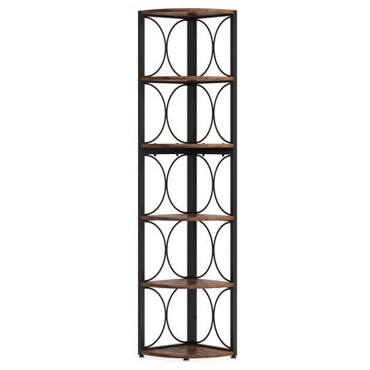 Tribesigns Tall Corner Shelf Six Tier Storage Bookcase