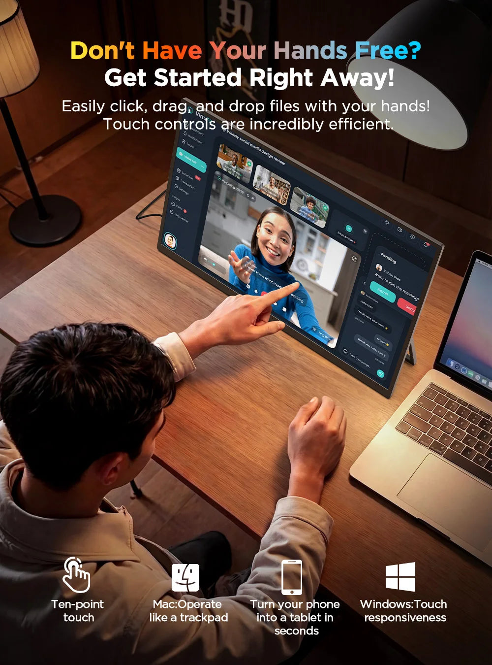 Uperfect 4K Portable Touchscreen Monitor With USB-C And HDMI