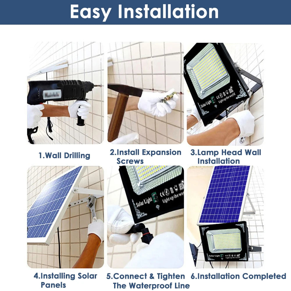 LED Solar Flood Light Dual Head Waterproof Garden Wall Light