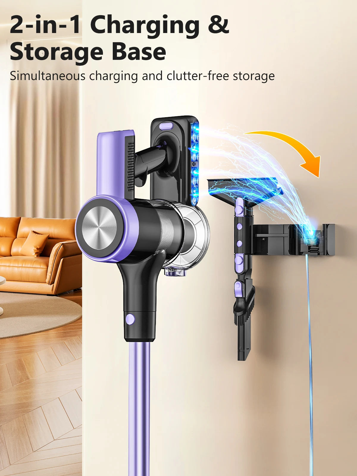 SUXIANGVAC Cordless Vacuum Cleaner 500W 55KPa Self-Standing Pet Hair 60Min