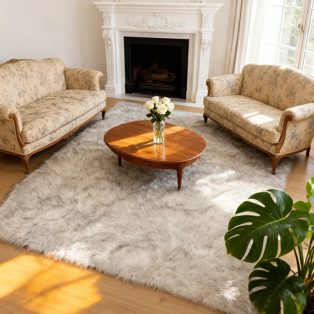 Fluffy Faux Sheepskin Shaggy Rug for Bedroom Living Room