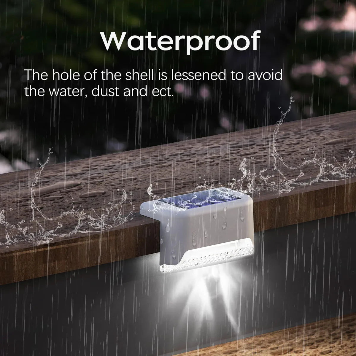 Solar Powered LED Deck Step Lights Outdoor Waterproof Lighting