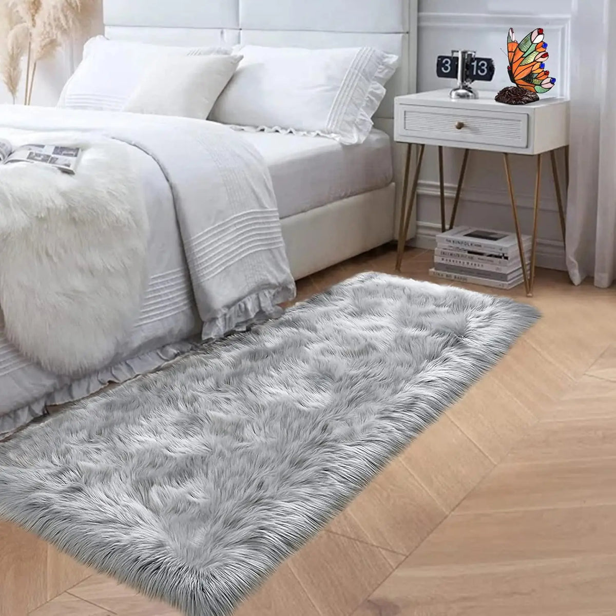 Fluffy Faux Sheepskin Shaggy Rug for Bedroom Living Room
