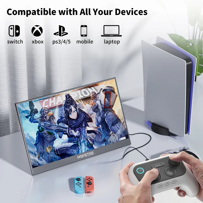 HGFRTEE Portable Monitor FHD IPS Second Screen Type C HDMI