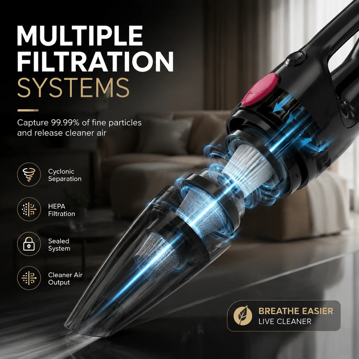 PBHPBH 3 In 1 Vacuum Cleaner With HEPA Pet Hair