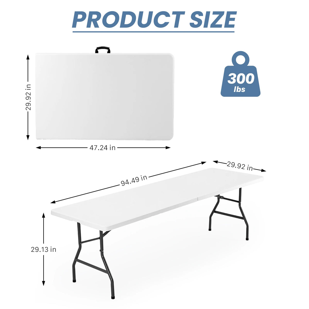 JHK Portable Folding Outdoor Indoor Table With Carrying Handle