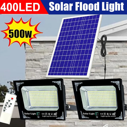 LED Solar Flood Light Dual Head Waterproof Garden Wall Light