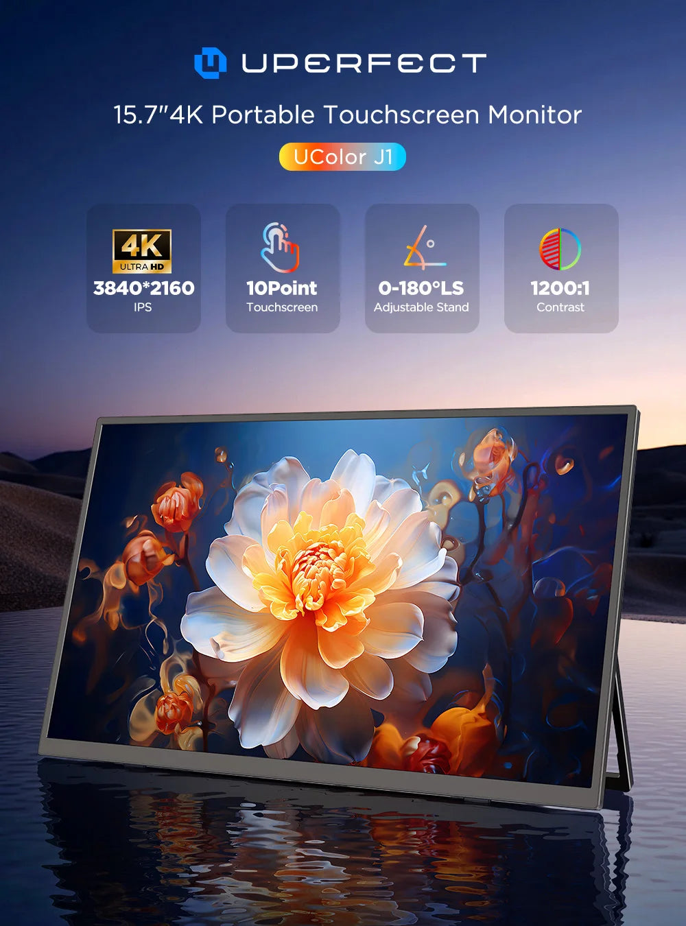 Uperfect 4K Portable Touchscreen Monitor With USB-C And HDMI