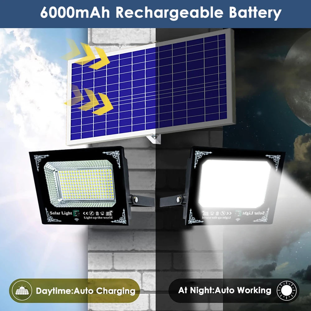 LED Solar Flood Light Dual Head Waterproof Garden Wall Light