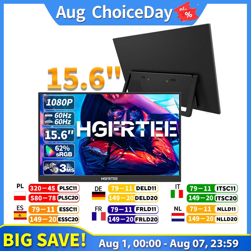 HGFRTEE Portable Monitor FHD IPS Second Screen Type C HDMI