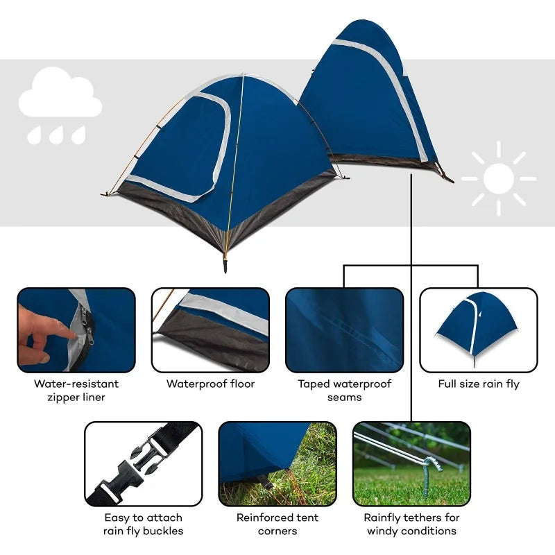 Three Season Camping Tent Waterproof Windproof Hiking Shelter