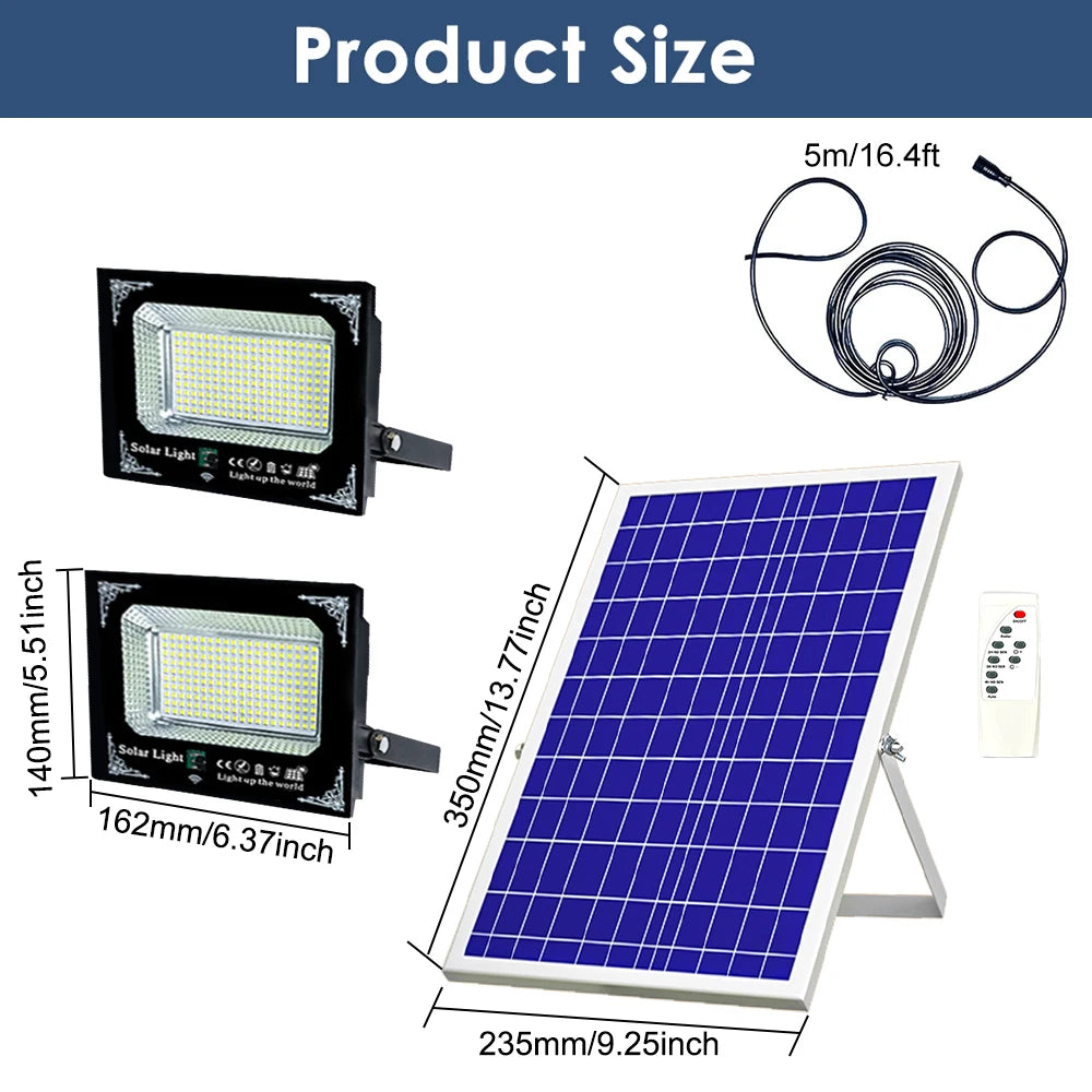 LED Solar Flood Light Dual Head Waterproof Garden Wall Light