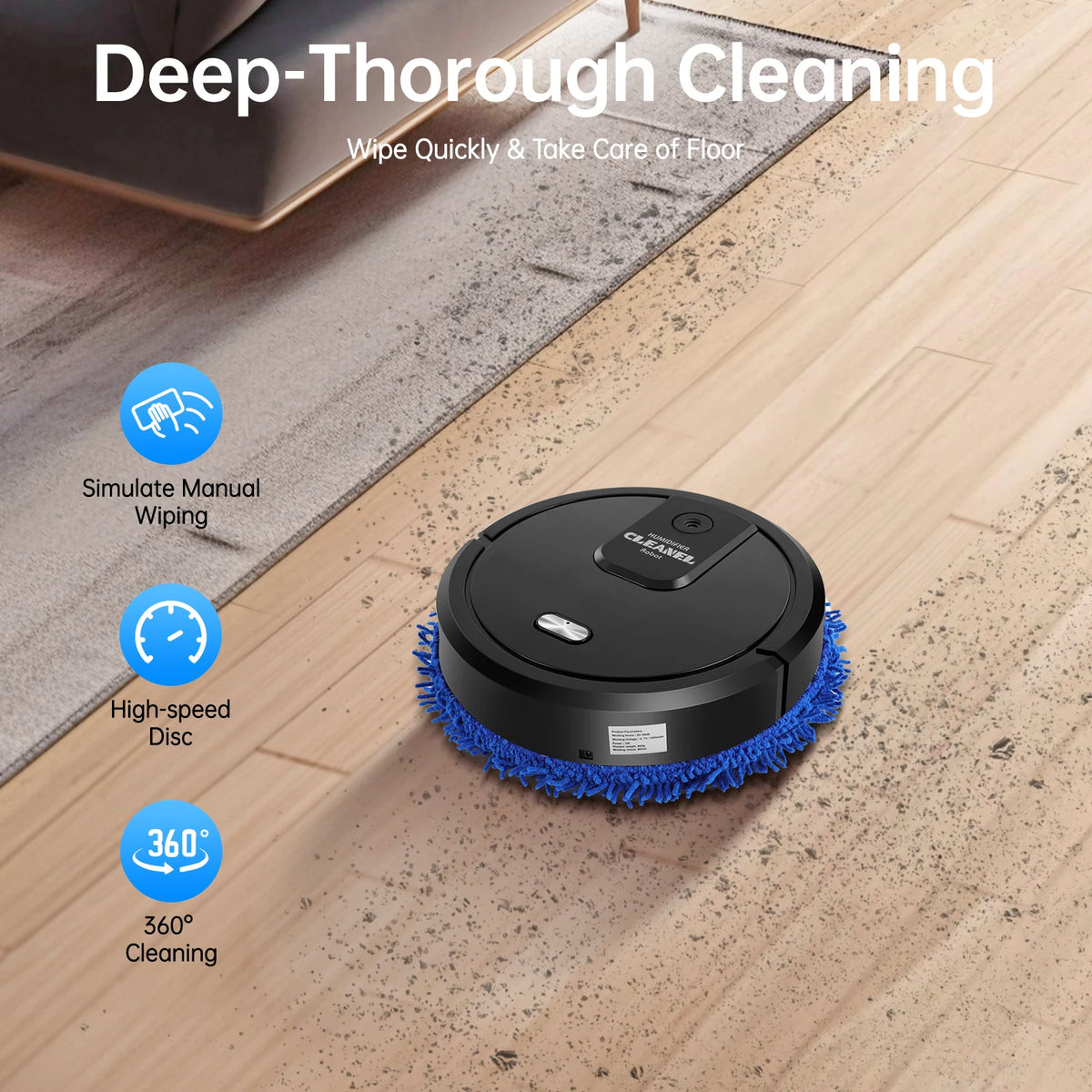 Robotic Mopping Machine Wet Dry Dual Use 10000RPM Floor Cleaner