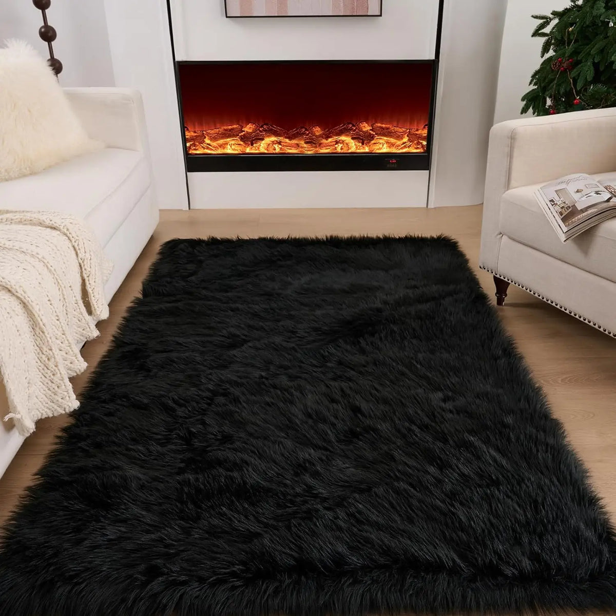 Fluffy Faux Sheepskin Shaggy Rug for Bedroom Living Room