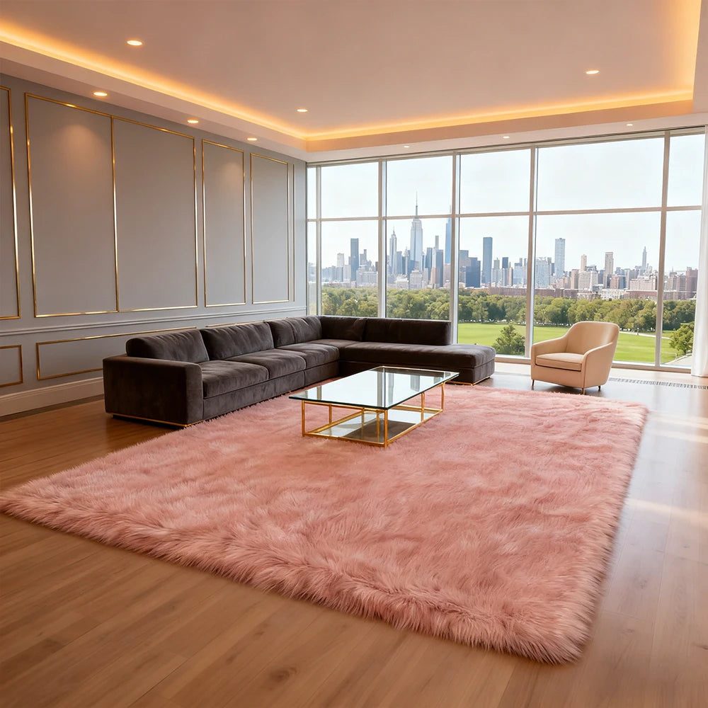 Fluffy Faux Sheepskin Shaggy Rug for Bedroom Living Room
