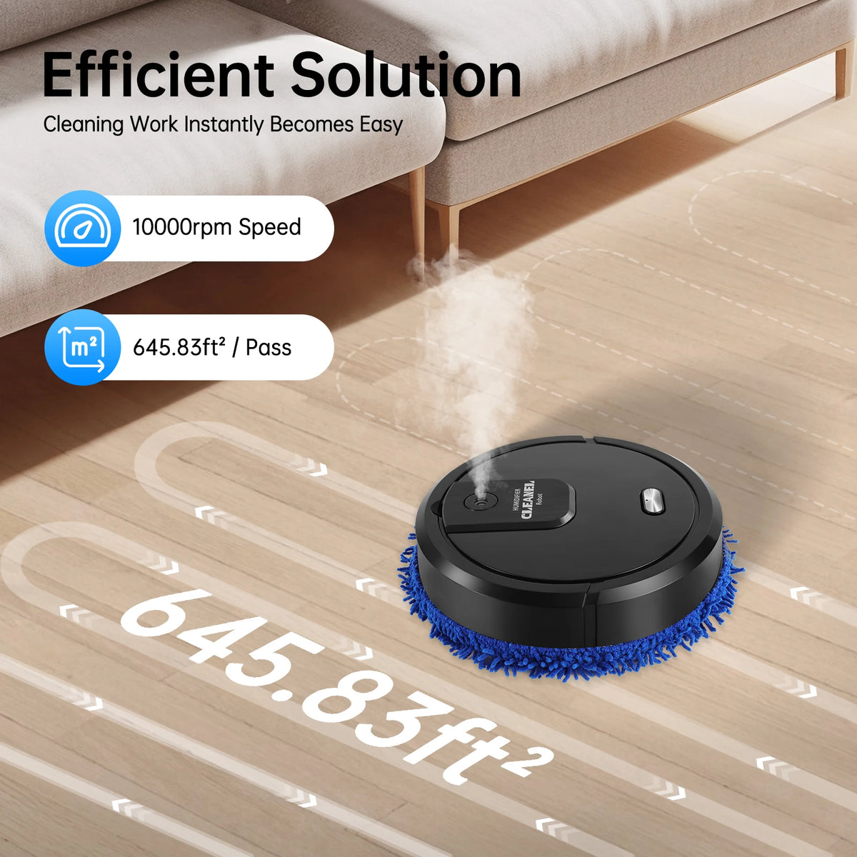 Robotic Mopping Machine Wet Dry Dual Use 10000RPM Floor Cleaner