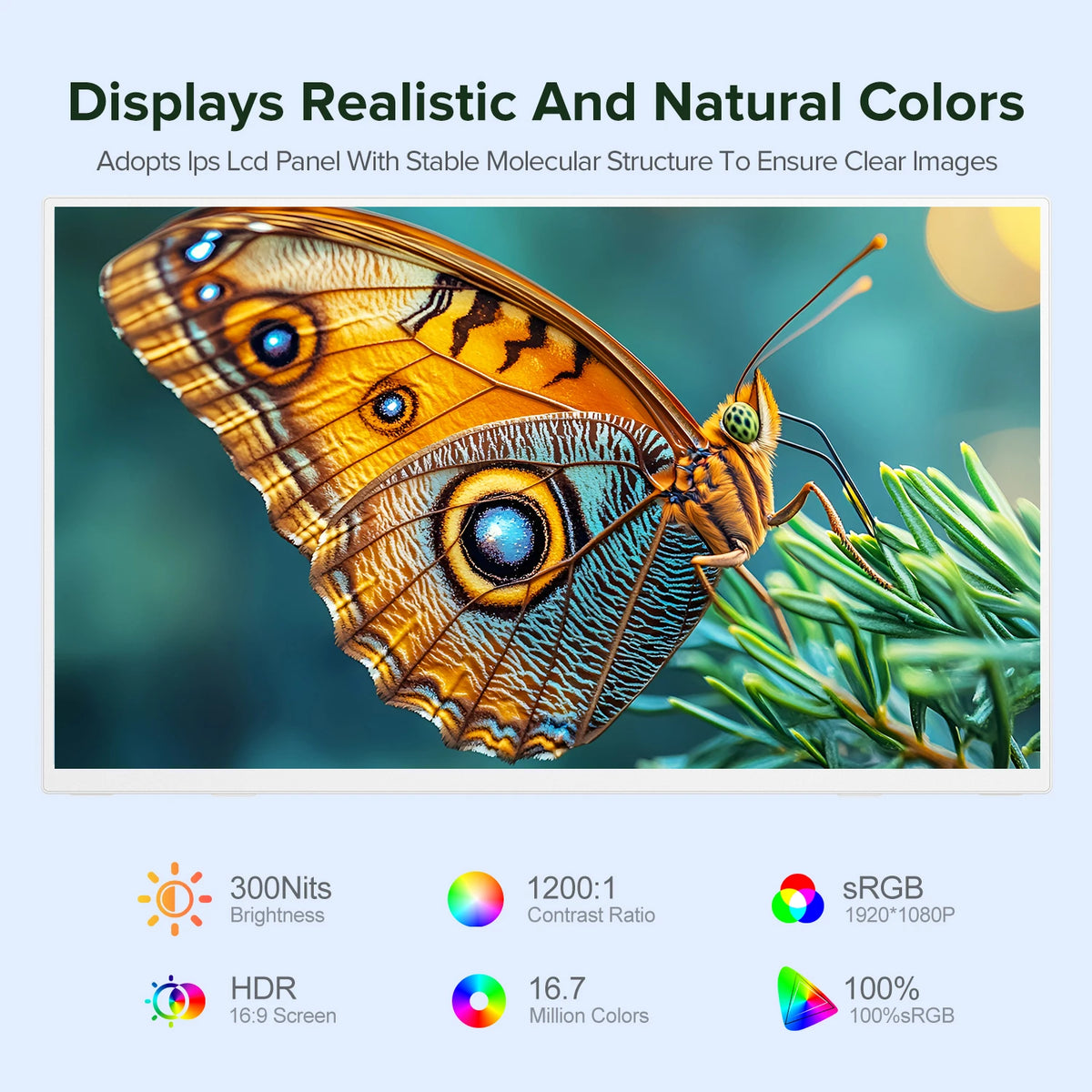 UPERFECT Portable Monitor 60Hz Full HD Display Built In Stand