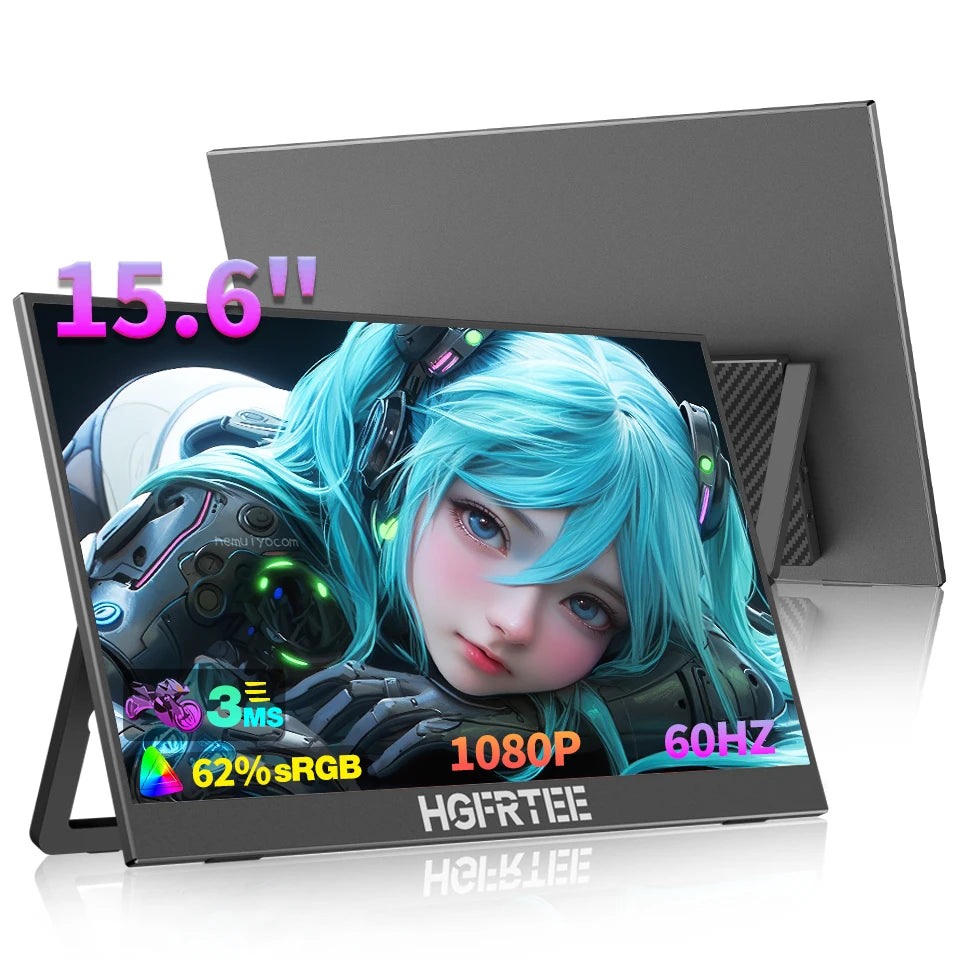 HGFRTEE Portable Monitor FHD IPS Second Screen Type C HDMI