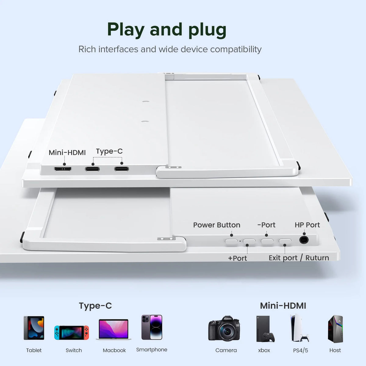 UPERFECT Portable Monitor 60Hz Full HD Display Built In Stand