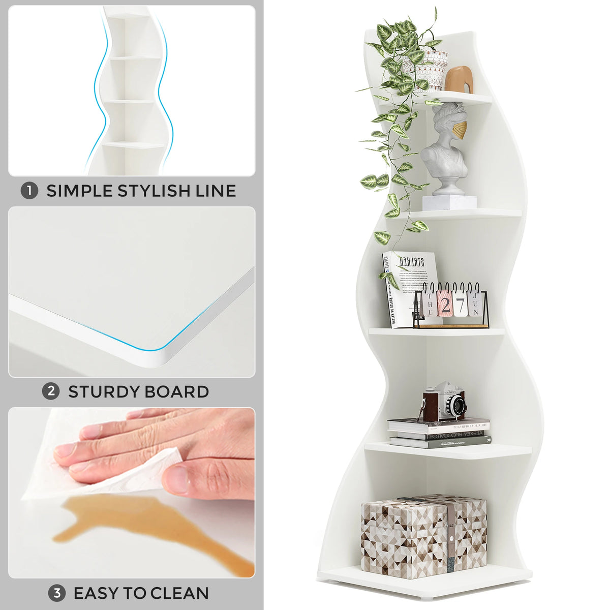 Tribesigns Modern 5 Tier Corner Shelf Bookshelf Plant Stand