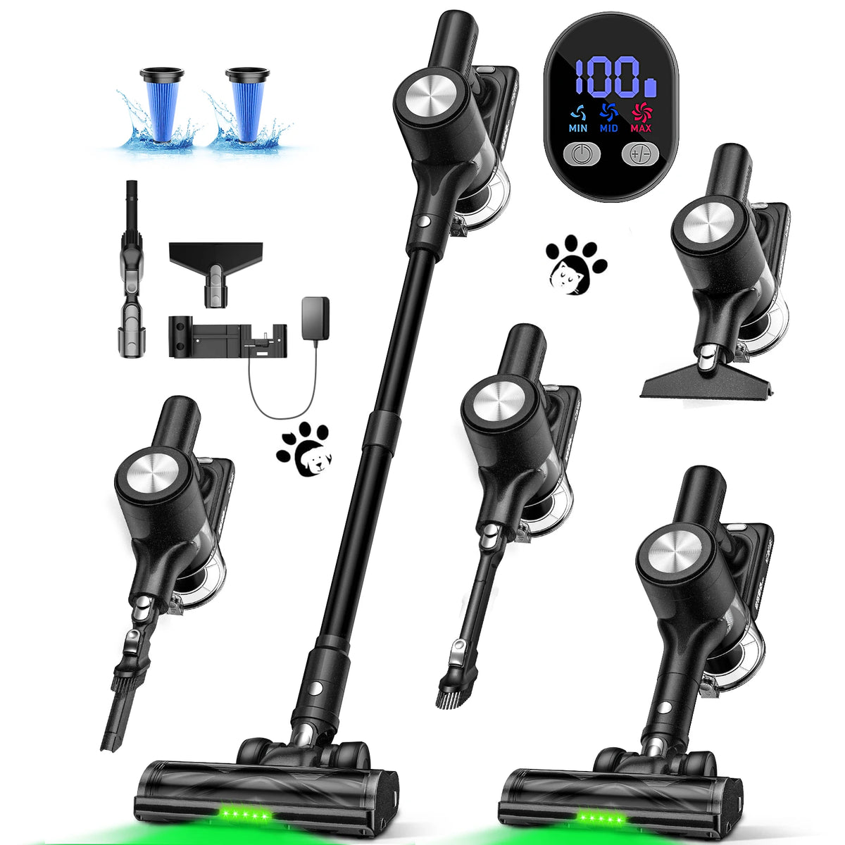 SUXIANGVAC Cordless Vacuum Cleaner 500W 55KPa Self-Standing Pet Hair 60Min