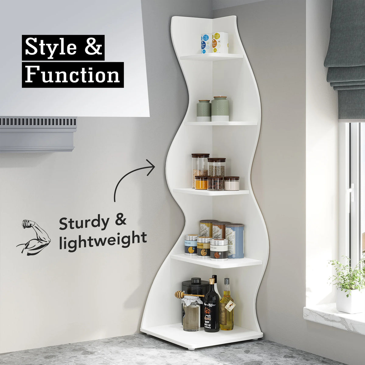 Tribesigns Modern 5 Tier Corner Shelf Bookshelf Plant Stand