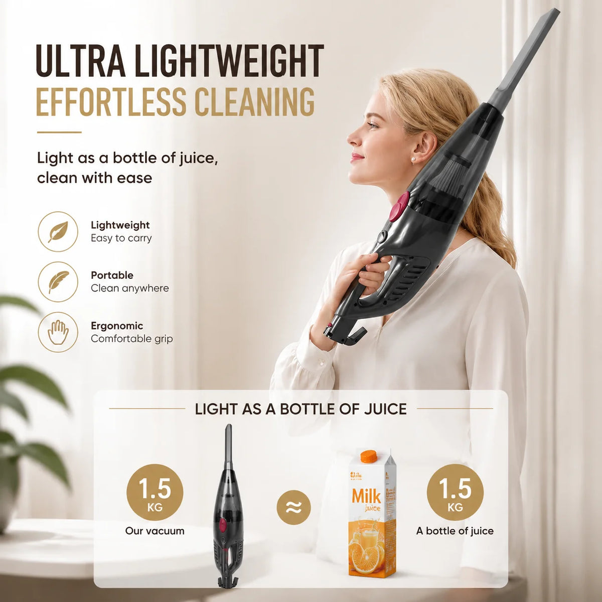PBHPBH 3 In 1 Vacuum Cleaner With HEPA Pet Hair
