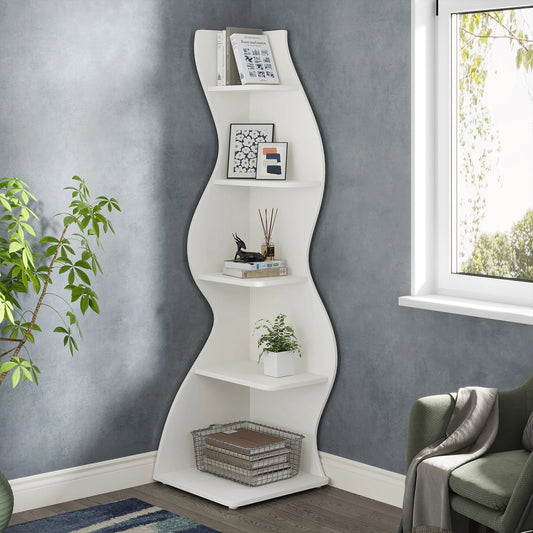 Tribesigns Modern 5 Tier Corner Shelf Bookshelf Plant Stand