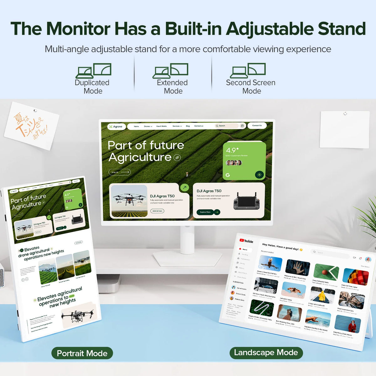 UPERFECT Portable Monitor 60Hz Full HD Display Built In Stand