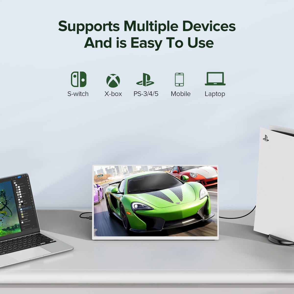 UPERFECT Portable Monitor 60Hz Full HD Display Built In Stand