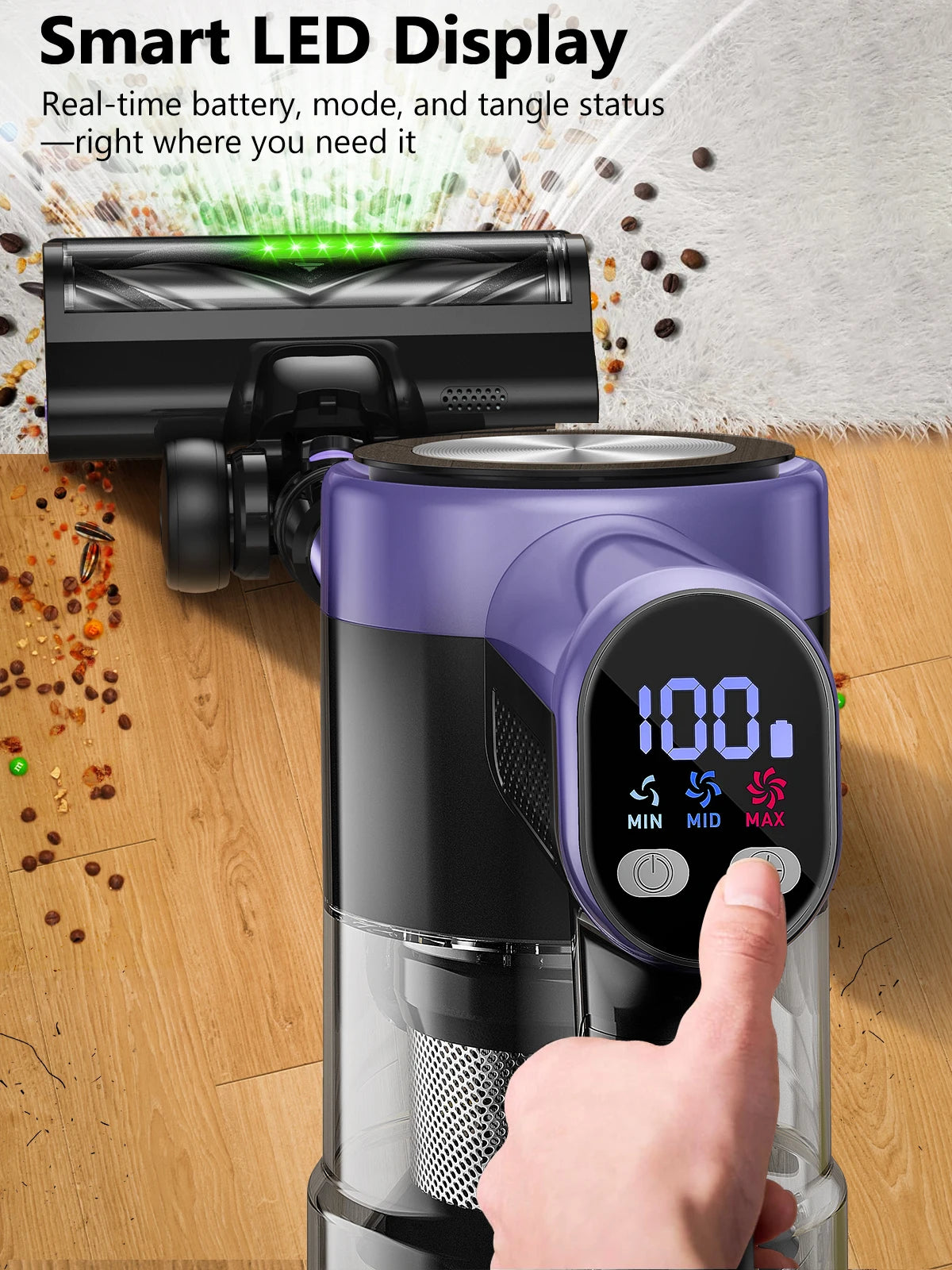 SUXIANGVAC Cordless Vacuum Cleaner 500W 55KPa Self-Standing Pet Hair 60Min